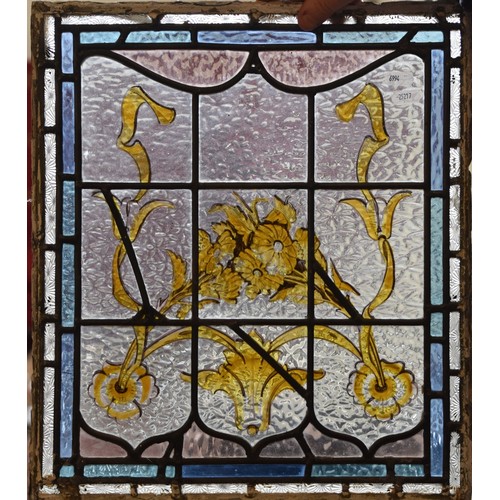 350 - 9 pieces of leaded stained glass windows