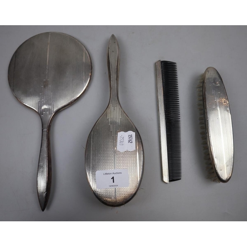 1 - Hallmarked silver Art Deco vanity set