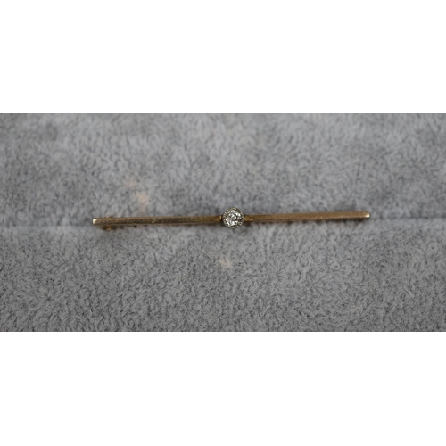 21 - 9ct gold diamond set bar brooch