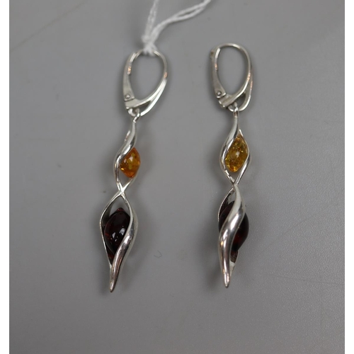 22 - Pair of silver and amber earrings