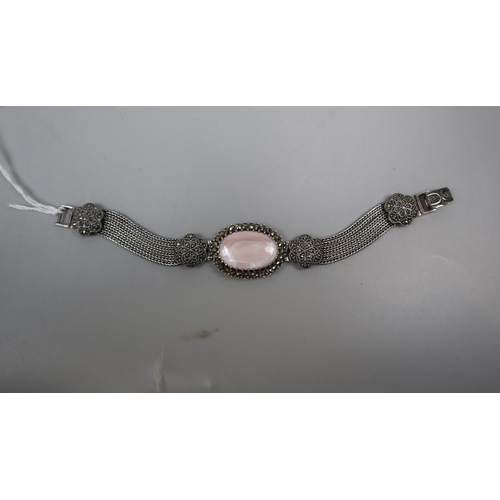 26 - 1930s silver and marcasite stone set bracelet