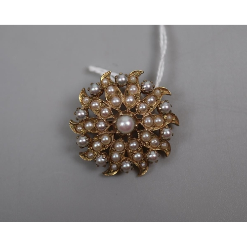 28 - 9ct gold pearl set brooch