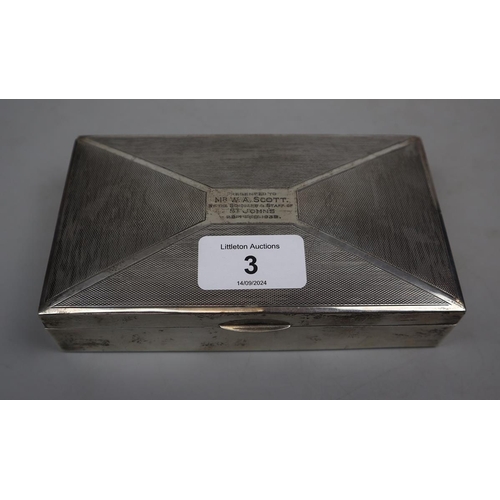 3 - Hallmarked silver cigarette box by Samson and Morden