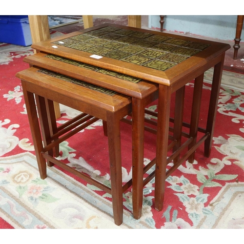 324 - Mid century Danish tile top nest of 3 tables