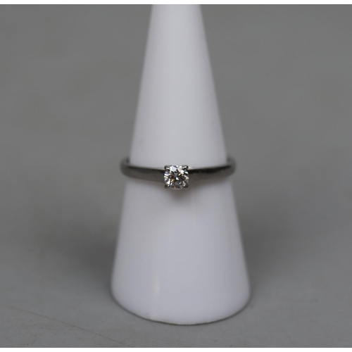 33 - Platinum and diamond solitaire ring - Size N