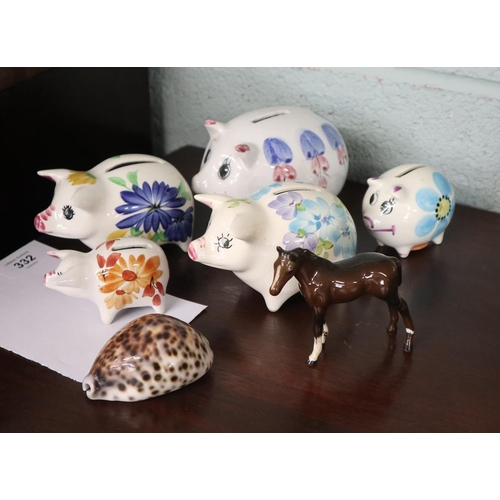 332 - Collection of Wemyss style pig money boxes