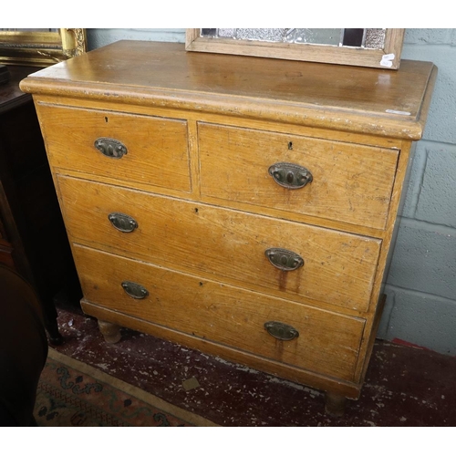 336 - Antique pine chest of drawers - Approx width: 89cm, depth: 41cm, height: 88cm