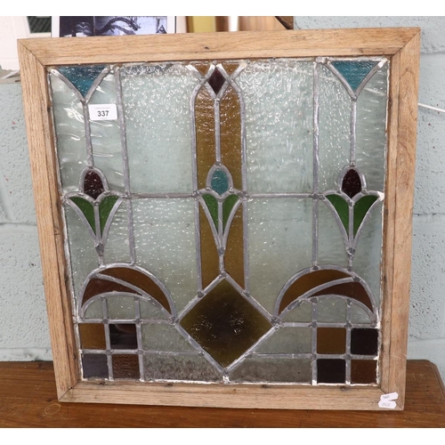 337 - Piece of framed stained glass