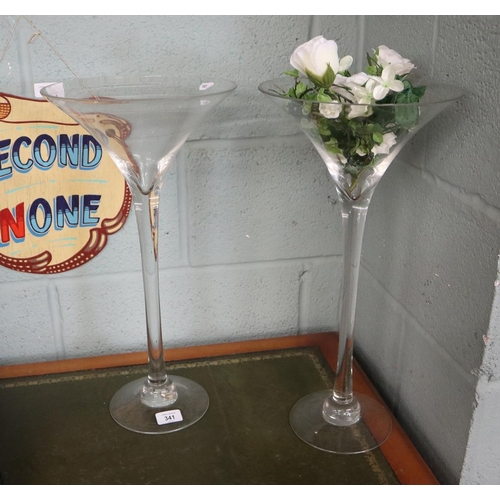 341 - 2 large glass centerpiece's - Approx height: 49cm