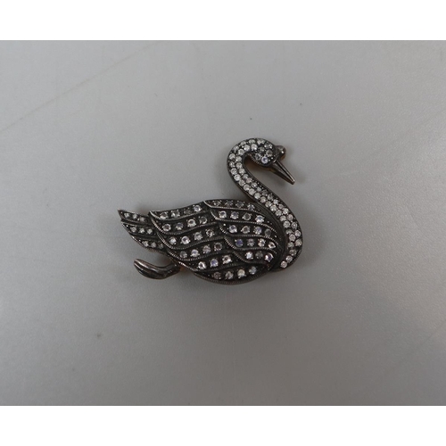 39 - Antique stone set swan brooch