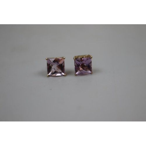 45 - 9ct gold stone set earrings