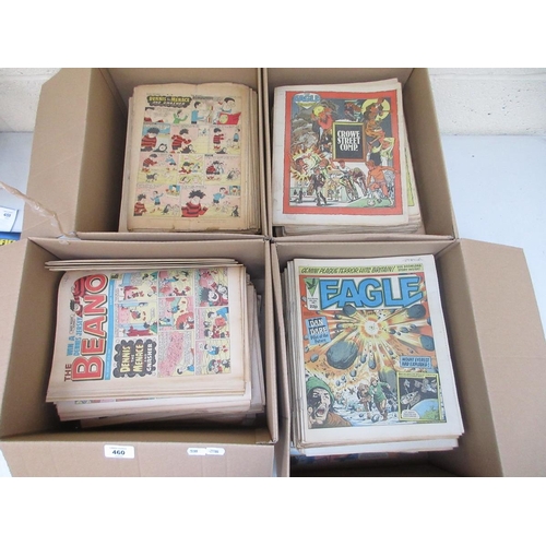 460 - Very large collection of vintage comics in 4 boxes - Eagle, Beano etc