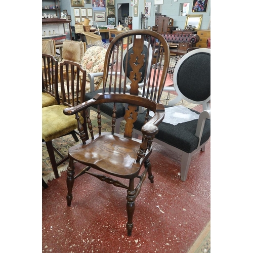 492 - Elm seated Windsor armchair