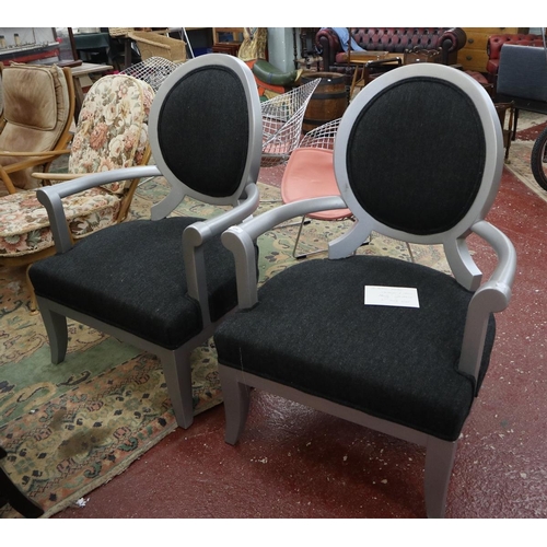 496 - Pair of Andrew Martin contemporary designer armchairs, freshly reuphohlstered