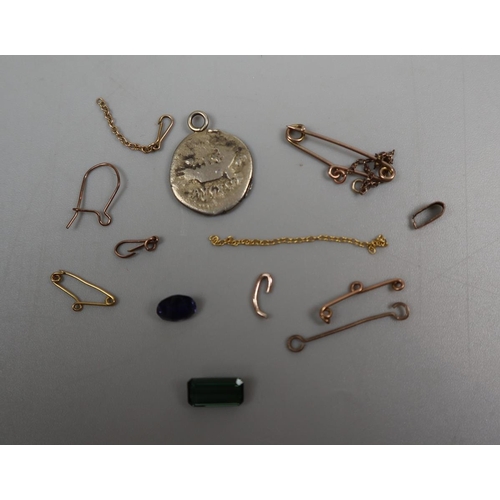 56 - Collection of gold, silver & 2 natural stones