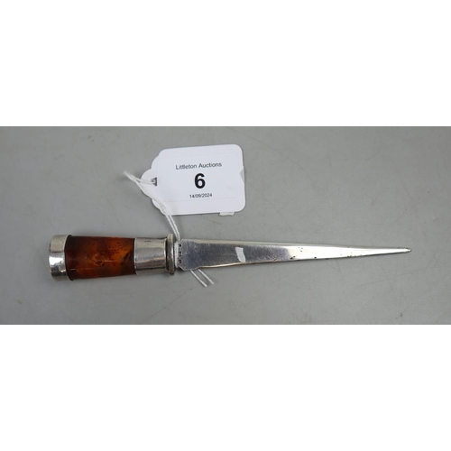 6 - Sterling silver letter opener with Baltic amber handle