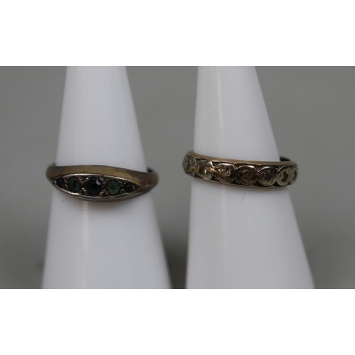 74 - 9ct gold eternity ring together with gold plated silver stone set ring