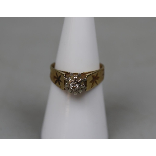 75 - 9ct gold diamond solitaire ring - Size M