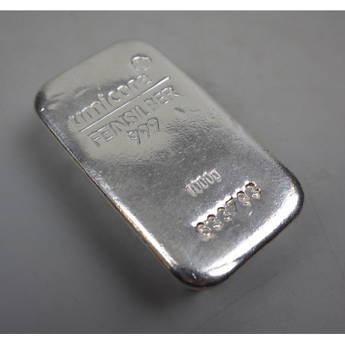 9 - 1kg fine silver bar .999