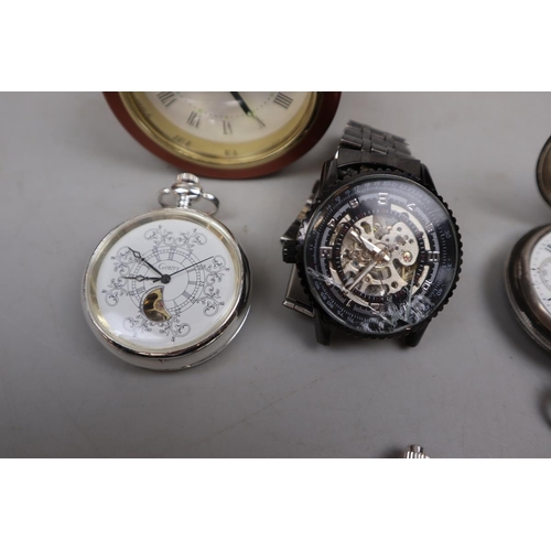 116 - Collection of pocket watches etc to include a silver example