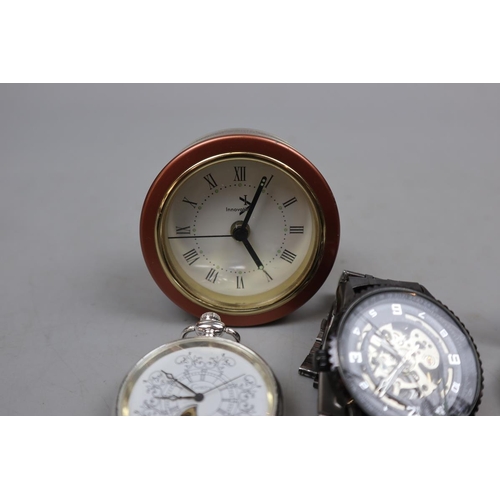 116 - Collection of pocket watches etc to include a silver example