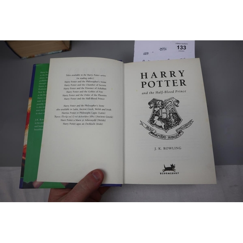 133 - 3 Harry Potter 1st edition books including The Half Blood Prince with type error