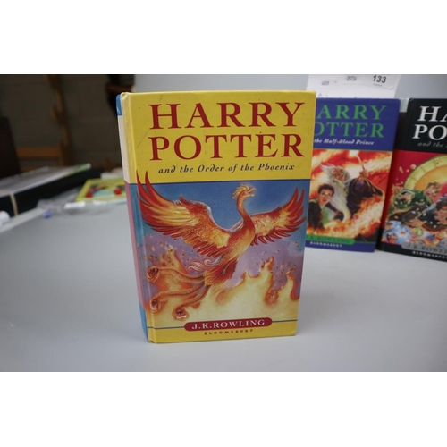 133 - 3 Harry Potter 1st edition books including The Half Blood Prince with type error