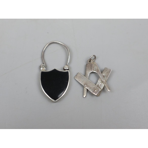 14 - Scottish silver padlock and silver folding architects pendant