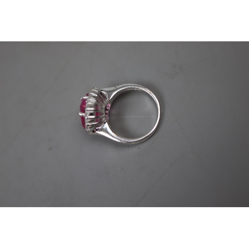 15 - Silver stone set ring - Size N