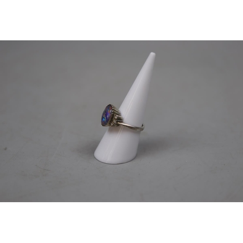 20 - Silver opal set ring - Size M