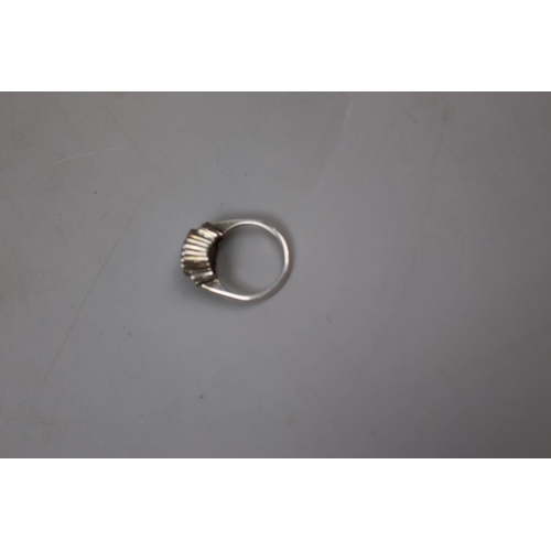 20 - Silver opal set ring - Size M