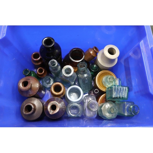 229 - Box of glass bottles & decorative items