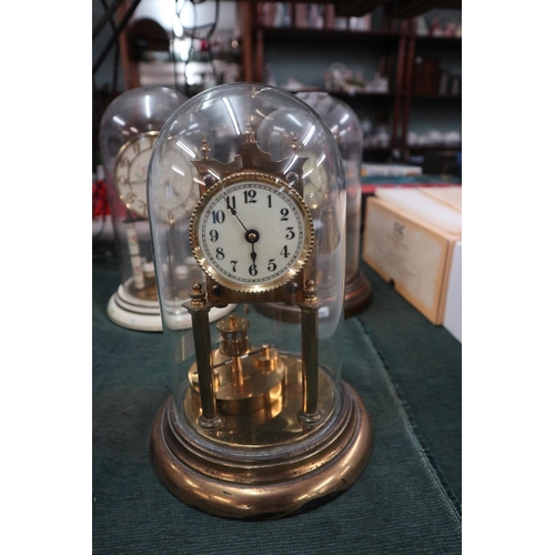 276 - 3 glass dome cased anniversary clocks