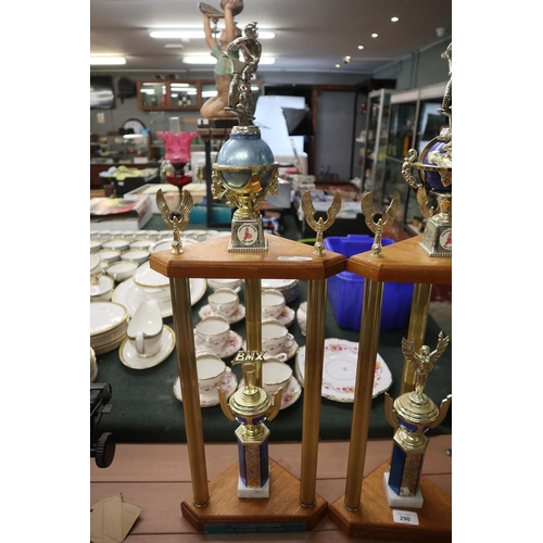 290 - 3 BMX sports trophies - Approx heights: 72cm