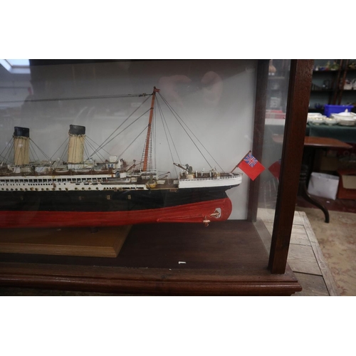 303 - Hand made model of The Titanic in display case