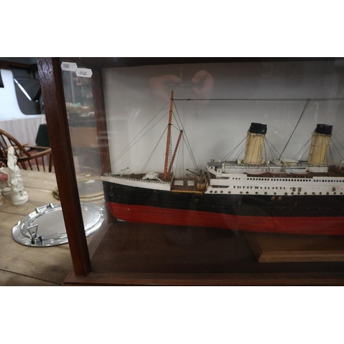 303 - Hand made model of The Titanic in display case