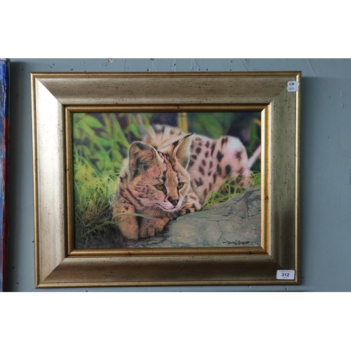 312 - 2 Don Styler original oils of big cats - Approx image size: 39cm x 29cm