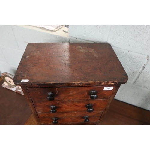 329 - Victorian miniature 3 drawer chest - Approx width: 43cm, depth: 28cm, height: 45cm