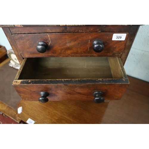 329 - Victorian miniature 3 drawer chest - Approx width: 43cm, depth: 28cm, height: 45cm