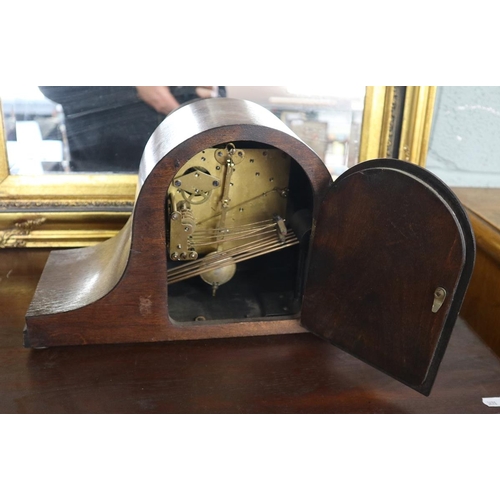 335 - Art Deco Helmet mantel clock with Westminster chimes in good working order