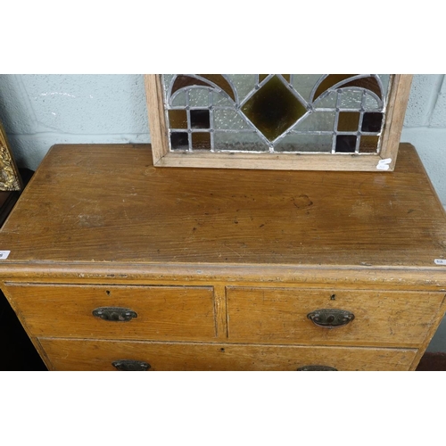 336 - Antique pine chest of drawers - Approx width: 89cm, depth: 41cm, height: 88cm