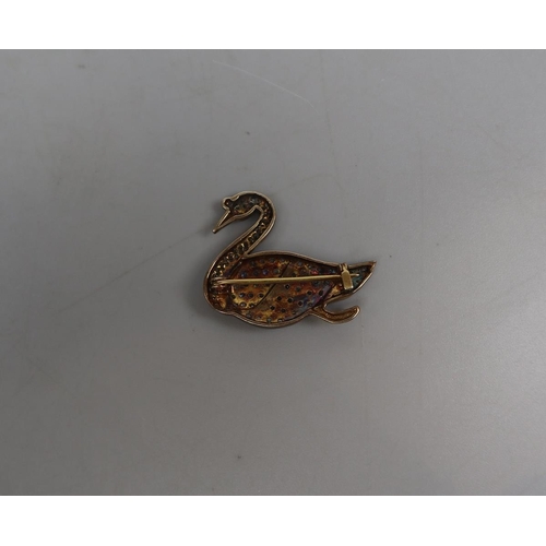 39 - Antique stone set swan brooch