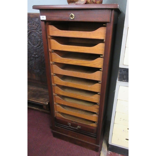 390 - Edwardian tambour front cabinet - Approx width: 50cm, depth: 42cm, height: 113cm