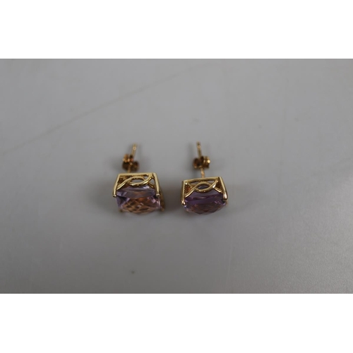 45 - 9ct gold stone set earrings