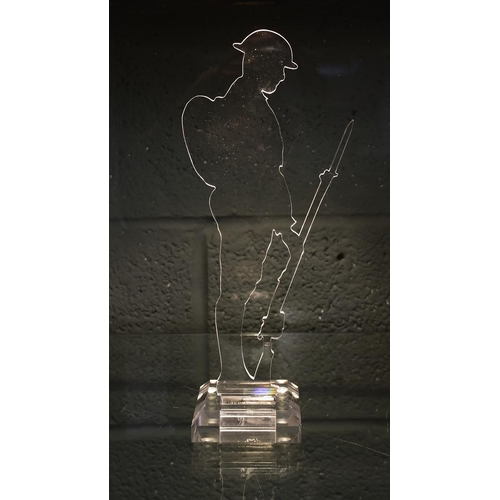 124 - Clear acrylic Tommy figure on stand, based on the WW1 Soldier Silhouettes which marked 100 Years Sin... 