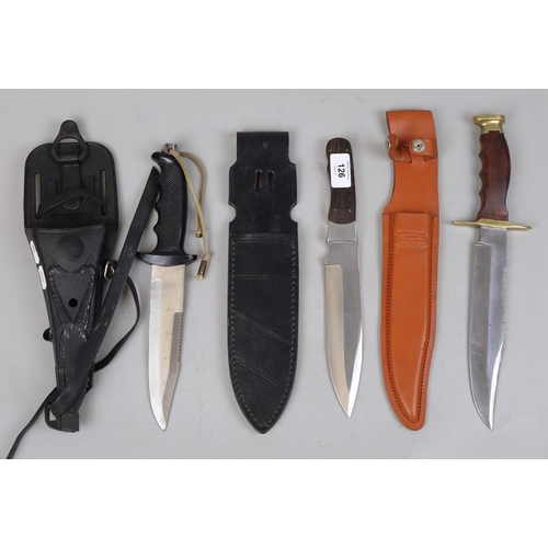 126 - Scalemead, Jack Pyke and Divers knife with rubber sheath and straps