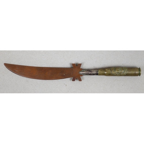 141 - Trench art letter opener marked La Bassée Gott mit uns (God is with us)