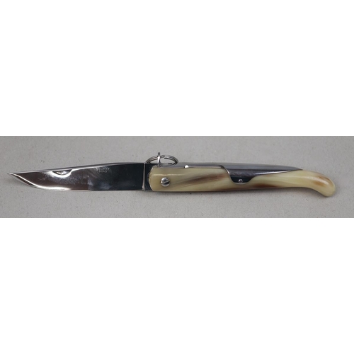 163 - Authentic Hermes buffalo horn handled folding knife by Jacques Mangon for Courty, Paris