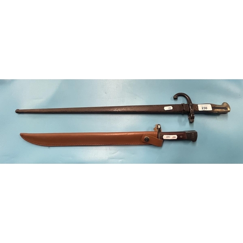 230 - Early French bayonet in sheath marked 1816 together with AK47 bayonet