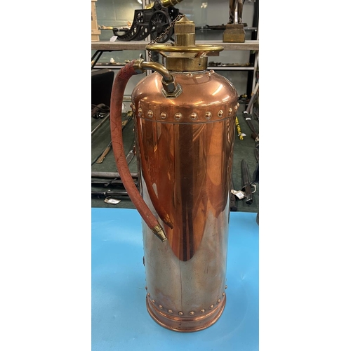 298 - Antique copper fire extinguisher